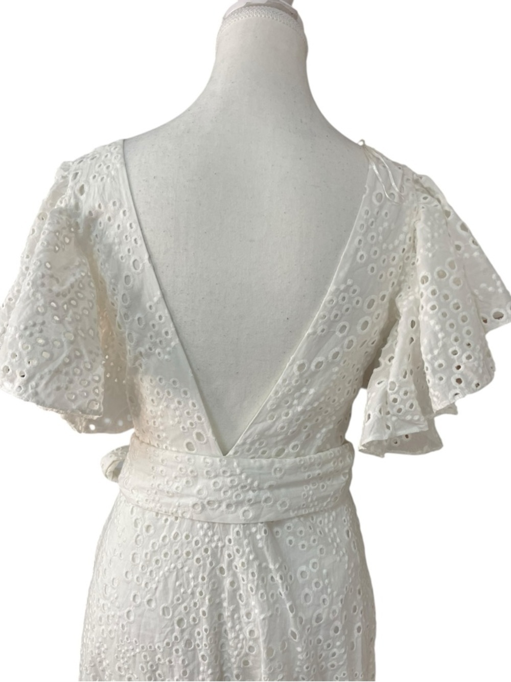 Zara Openwork Embroidered Midi Dress White - Picture 8 of 16